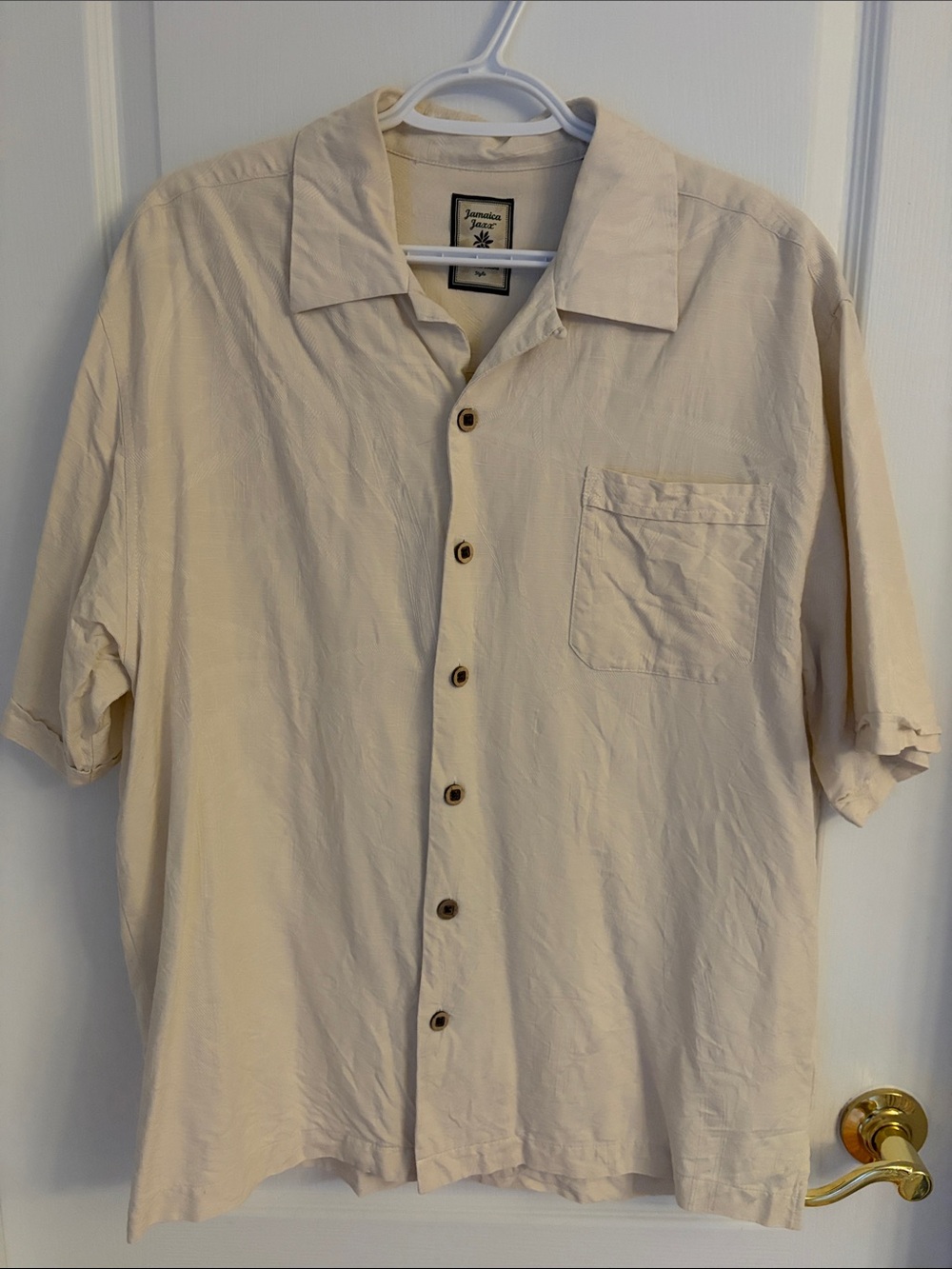 Jamaica Jaxx Beige Short-Sleeve Button-Down Shirt